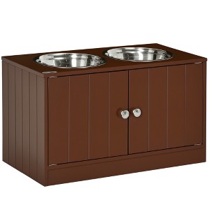PawHut Large Elevated Dog Bowls with Storage Cabinet Containing Large 44L Capacity, Raised Dog Bowl Stand Pet Food Bowl Dog Feeding Station - 1 of 4