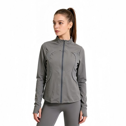 Женские куртки Iris Fashion XL Women Fit Athletic Zip Up Jacket, Lightweight High Stretch Yoga Running Track Coat , Grey Workout Sport Outerwear 1 Piece
