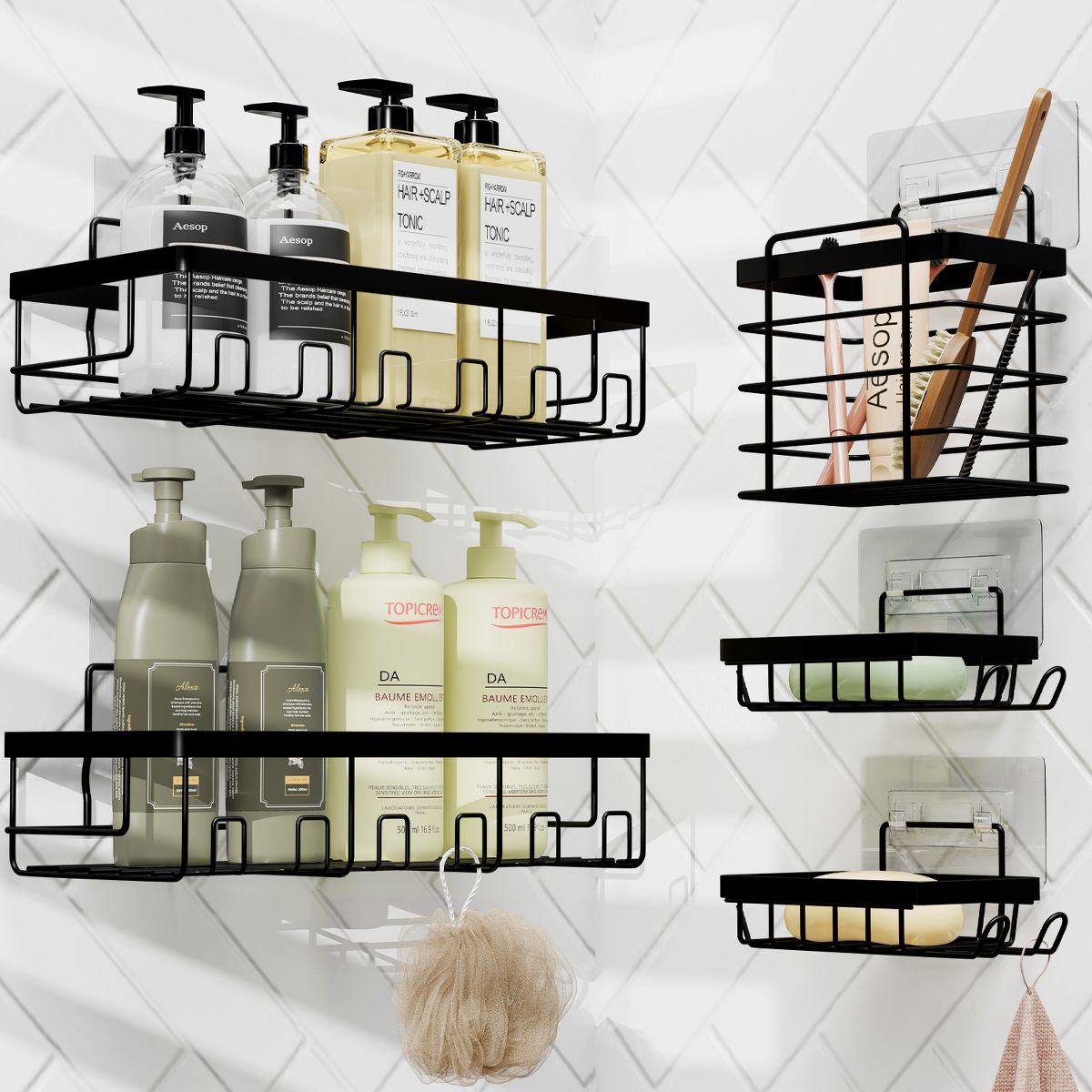 Hearth & Harbor Shower Caddy Adhesive Shower Organizer