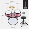 Best Choice Products Kids Beginner 3-Piece Drum, Musical Instrument Set w/ Sticks, Cushioned Stool, Drum Pedal - 2 of 4