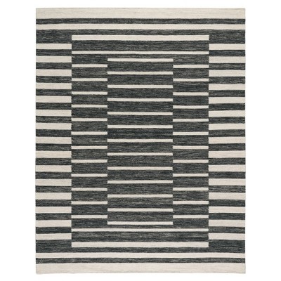Heights Charcoal and Ivory Flat Woven Wool Rug, 3' x 5'
