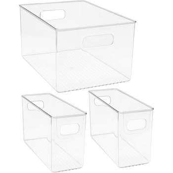Sorbus 3 Piece Variation Pack Clear Plastic Storage Bins - Great for Organizing the Kitchen, Pantry, Fridge and more