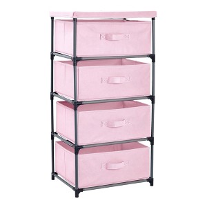 Juvale 4-Tier Tall Closet Dresser with Drawers - Clothes Organizer and Small Fabric Storage for Bedroom (Pink) - 1 of 4