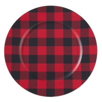 Set Of 4 Buffalo Plaid Design Table Chargers Red/black - Saro Lifestyle ...