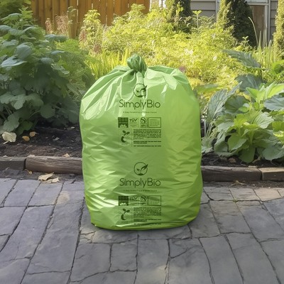 Simply Bio 55 Gallon Compostable Trash Bag With Flat Top, 12 Count : Target