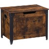 Farmhouse Wooden Storage Bench with Safety Hinge, Multifunctional Toy Chest for Entryway, Bedroom and Living Room, Rustic Brown - 2 of 4