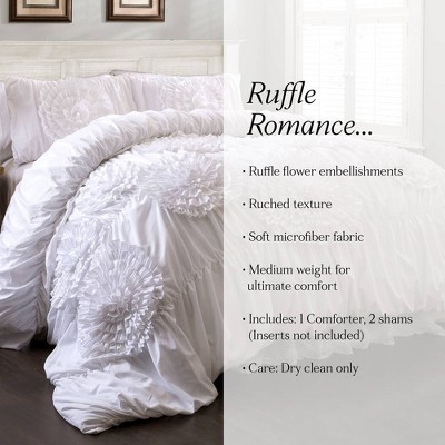 Lush Decor 3pc Queen Serena Comforter Set White - Lush Décor: Polyester Ruched Bedding, OEKO-TEX Certified — фото 6