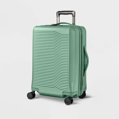 Signature Hardside Carry On Spinner Suitcase Matte Green Open