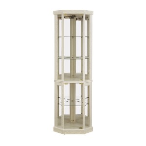 Ridstar 69.84 in. H Corner Glass Decorative Cabinet with Storage Function For Living Room and Bar-White - 1 of 4