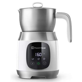 Maestri House 21 Ounce Detachable Smart Touch Digital Milk Frother Pot with Temperature & Thickness Control for Lattes, Cappuccinos, and Mochas, White