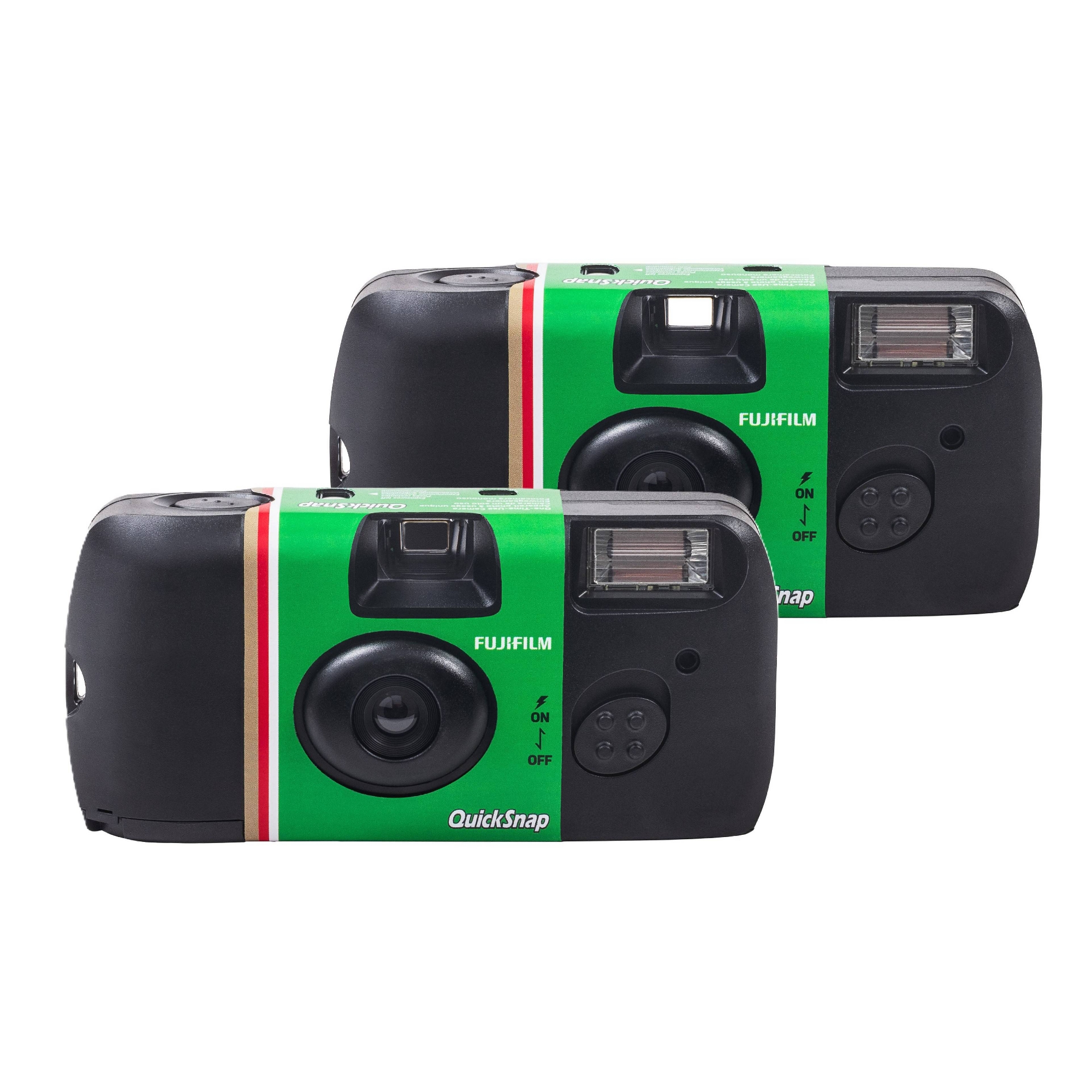 Fujifilm QuickSnap 135 Flash 400 2pk Camera: Built-In Flash, 35mm Format, Single-Use, Green