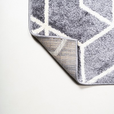 Mid-Century Geometric Flatweave Area Rug - White/Gray, 4' x 6'