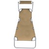 VidaXL Folding Sun Lounger with Canopy Taupe Aluminum - 2 of 4
