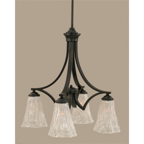 Toltec Lighting Zilo 4 - Light Chandelier in  Matte Black with 5.5" Fluted Italian Ice Shade - image 1 of 1