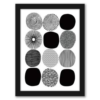 Americanflat Modern Abstract Bw Pattern Circles By Lisa Nohren Black Frame Wall Art