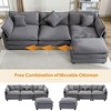 112.2" Modern Chenille L-Shape Modular Sectional Sofa with Removable Ottoman and 5 Plush Pillows - 2 of 4
