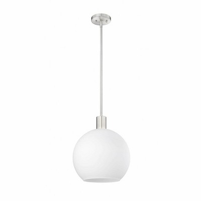 Brushed Nickel Globe Pendant with White Glass Shade