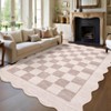 Machine Washable Geometric Checkered Living Room Rugs, Ultra Thin Non Slip Bedroom Carpet, Large Stain Resistant Dining Room Rugs - 3 of 4