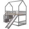 Twin over Twin House Bunk Bed with Convertible Slide,Storage Staircase,White - 2 of 3
