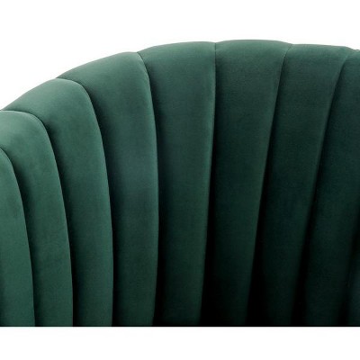 Elegant Forest Green Velvet & Gold Swivel Barrel Chair