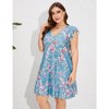 Garvee Womens Plus Size Casual Tunic Dress V Neck Loose Swing Ruffle Summer Boho Midi Dress with Pockets - 3 of 4
