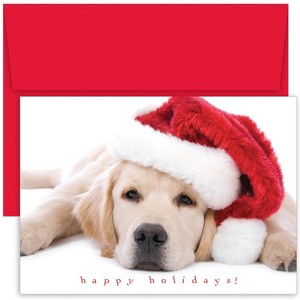Masterpiece Studios Great Papers! Holiday Greeting Card, Santa Puppy, 16 Cards/16 Envelopes, 7.875" x 5.625" (824900) - 1 of 2
