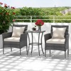 Tangkula 3-Piece Patio Furniture Set PE Wicker Conversation Bistro Set w/ A Tempered Glass Table - 2 of 4