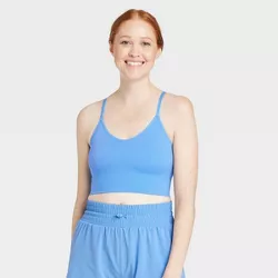 Women's Medium Support Seamless Cami Longline Sports Bra - All in Motion™ Vibrant Blue XXL