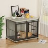 LAOTIES 43" Furniture Style Dog Crate,Indoor Wooden Dog Kennel End Table with Sliding Iron Door And Soft Cushion - 3 of 4