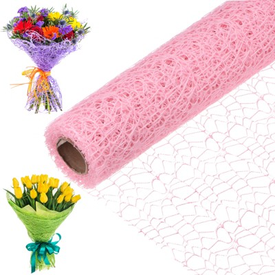 Unique Bargains Jacquard Net Mesh Flower Gift Wrapping Paper 180"x19.7" 1 Pc