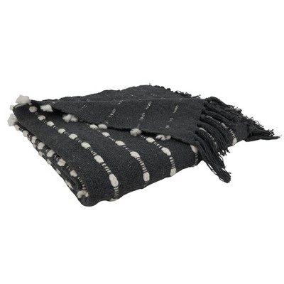 Black and White Dual-Tone Striped Cotton Acrylic Throw Blanket
