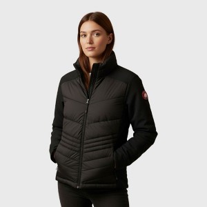 Women’s Canada Weather Gear Hooded Hybrid Puffer Jacket – Lightweight Insulated Softshell Sleeves, Full-Zip - 1 of 4