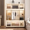 RISOKEYS Portable Wardrobe Closet Storage Organizer - Large 12-Cube white Hanging Rod & 6 Hangers Included Magnetic Doors & Quick Assembly - 2 of 4
