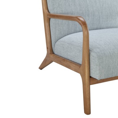 Mid-Century Light Blue Elm Wood Accent Chair