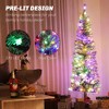 Whisen 6FT Prelit Pencil Artificial Christmas Tree with 170 LED Lights and 429 Branch Tips, Metal Stand - Green - 4 of 4