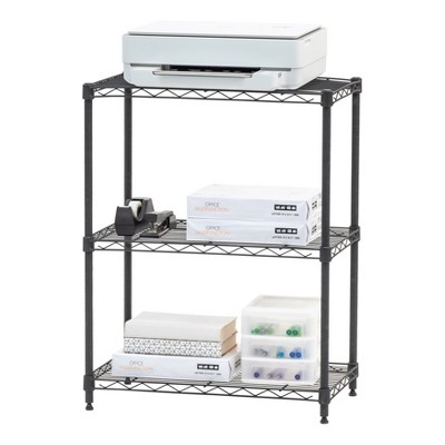 Three-Shelf Wire Cart with Liners, Metal, 3 Shelves, 600 lb