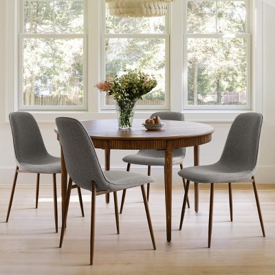 Oslo Walnut Dining Chairs Set Of 4,Upholstered Dining Chairs with Walnut Metal Legs-Maison Boucle