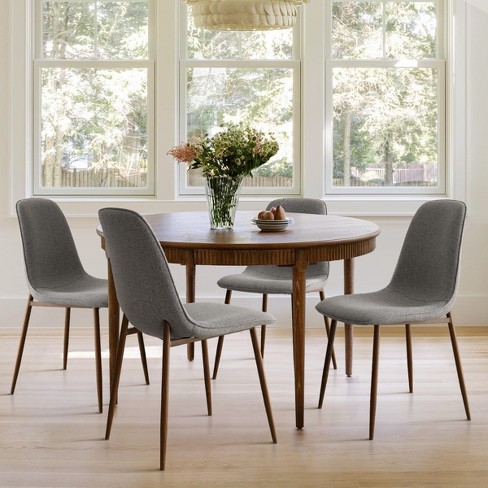 Oslo Walnut Dining Chairs Set Of 4 Gray Upholstered Dining Chairs with Walnut Metal Legs Maison Boucle