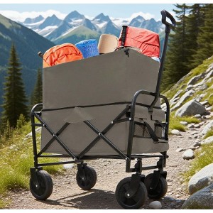 KTMBDW Wagon Cart with Wheels Foldable - Folding Utility Heavy Duty Wagons Carts for Sports, Camping and Shopping (with 3pcs Liner Bag) - 1 of 4