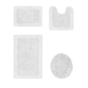 Edge Bath Rug 100% Premium Cotton Ultra-Soft Water Absorbent Tufted Solid Reversible 4 Piece Bathroom Rug Set for Machine Washable Bathmat - 1 of 4
