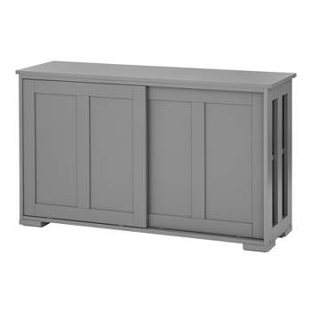 TMS Pacific Storage Cabinet with Glass Stackable Charcoal Gray