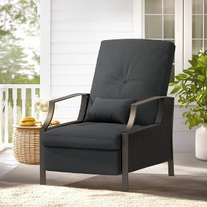 Hyleory Wicker Outdoor Chaise Lounge Push Hand Recliner with Cushions - 1 of 4