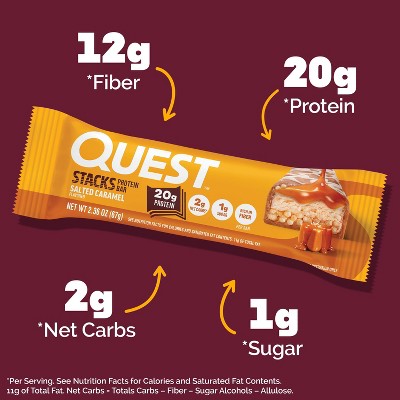 Quest Nutrition Salted Caramel Stacks Protein Bars - 20g Protein - 28.32oz/12ct