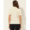 INSPIRE CHIC Women's Bow Tie Neck Solid Color Elastic Cuffs Elegant Office Short Sleeve Blouse - 4 of 4