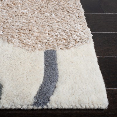 Ivory and Grey Hand-Tufted Wool and Viscose Runner Rug