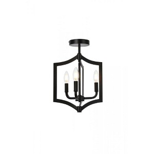 Elegant Lighting Kiera 3 lights flush mount in black - 1 of 4