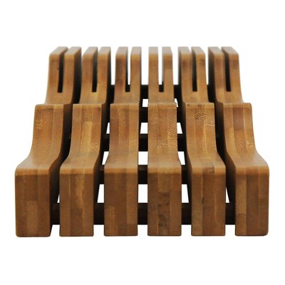 Oceanstar Bamboo In-Drawer Knife Organizer with Wavy Design