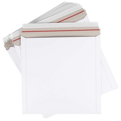 25-Pack Rigid Mailers, Photo Document Stay Flat with Self-Seal, No Bend, White, 12 1/2 x 12 1/2"