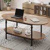 Garvee Brown Elegant Oval Coffee Table - 47.2" Vintage 2-Tier Cocktail Table with Roman Column Metal Legs, Bedroom, Office, and Small Spaces - 4 of 4