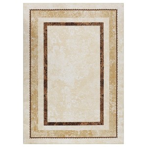 Area Rug, Washable Rug ¨C Modern Bordered Non-Slip Throw Rug for Entryway/Bedroom, Soft Non-Shedding Accent Mat - 1 of 4